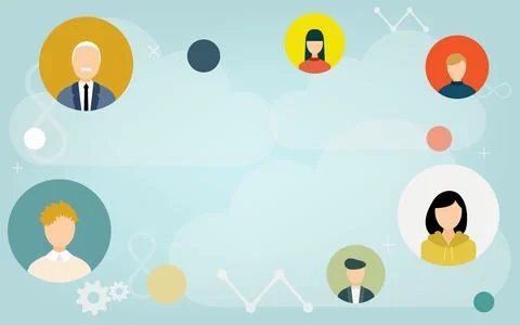 Image illustrations that connect with people using the cloud system Stock Illustration