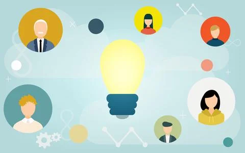 Image illustrations that connect with people using the cloud system Stock Illustration