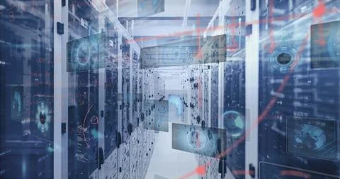 This image is an image of data processing and digital information flowing Stock Photos