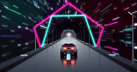 Image of image game screen with neon patten on black background Illustrazione stock