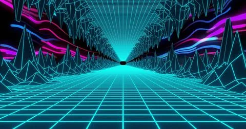 Image of image game screen with neon metaverse patten on black background Stock Illustration