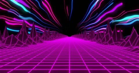Image of image game screen with neon metaverse patten on black background Stock Illustration