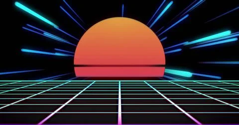 Image of image game screen with neon metaverse patten on black background Stock Illustration