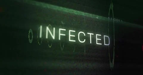 Image of infected text over data processing Foto stock