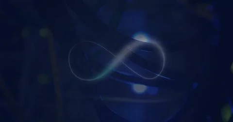 Image of infinity sign and data processing Stock Photos