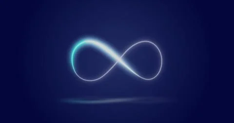 Image of infinity symbol over navy background Stock Photos