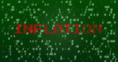 Image of inflation text over binary coding Stock Photos