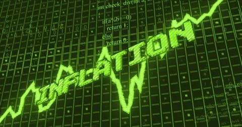 Image of inflation text over data processing Stockillustratie