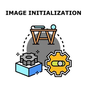 Image initialization representing development process and settings setup Stock Illustration