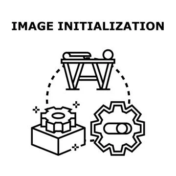 Image initialization representing development process and settings setup Stock Illustration