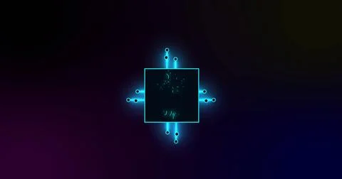 Image of integrated circuit over binary code on digital screen Stock Illustration