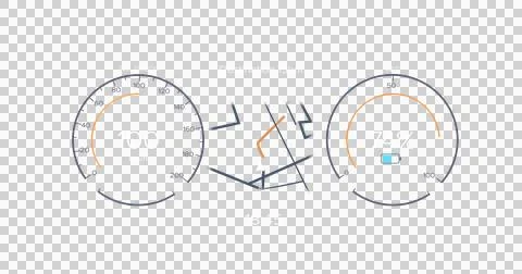 Image of interface with charging battery icon and speedometer on black Stock Illustration