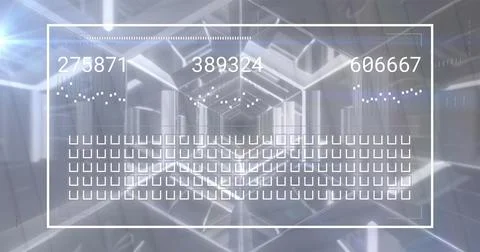 Image of interface with data processing against hexagonal tunnel in seamless Stock Illustration