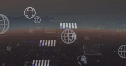 Image of interface with data processing against space in background イラスト素材