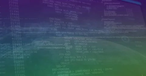 Image of interface with data processing against clouds in the sky Stock Photos