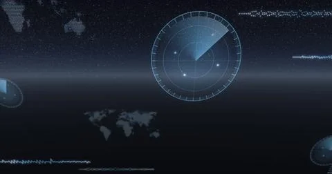 Image of interface with data processing against space in background Stock Photos