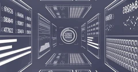 Image of interface with statistical data processing against grey background Foto stock
