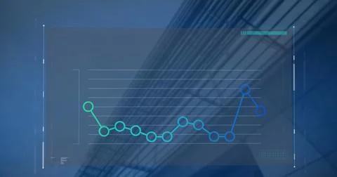 Image of interface with statistical data processing against low angle view of Stock Photos