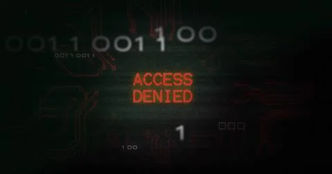 Image of interference over access denied text, data processing and computer Illustrazione stock