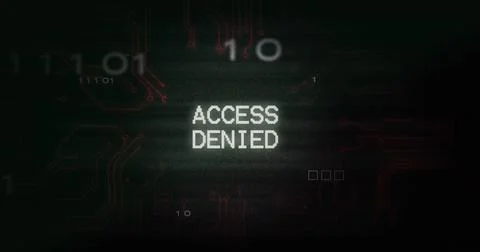 Image of interference over access denied text, data processing and computer Stock Illustration