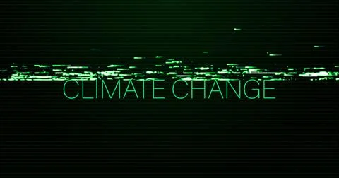 Image of interference over climate change text on black background Stock Illustration