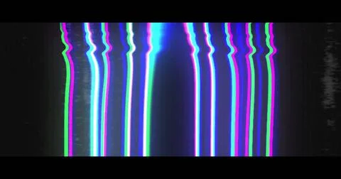 Image of interference over colourful lines on black background Stock Photos