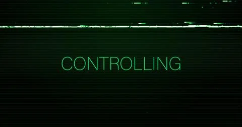 Image of interference over controlling text on black background Stock Illustration