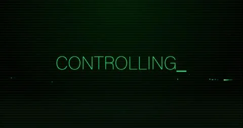 Image of interference over controlling text on black background Stock Illustration