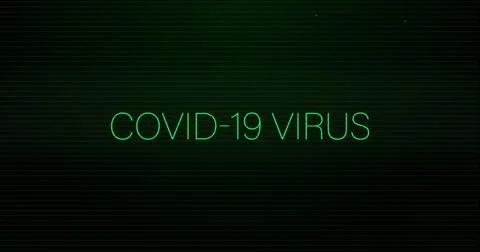 Image of interference over covid-19 virus text on black background Stock Illustration