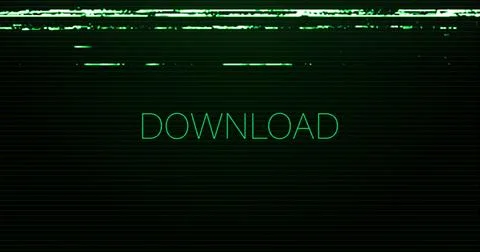 Image of interference over download text on black background Stock Illustration