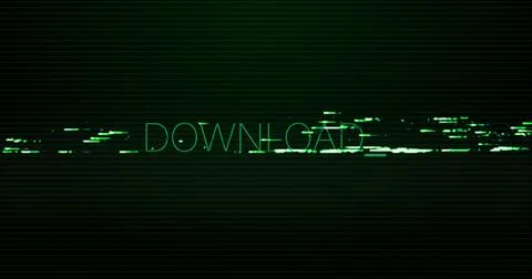 Image of interference over download text on black background Stock Illustration