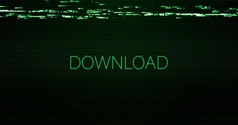 Image of interference over download text on black background Stock Illustration