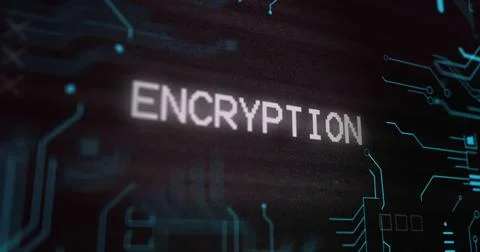 Image of interference over encryption text, data processing and computer circuit Stock Illustration