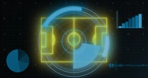 Image of interference over graph on blue background Stock Illustration