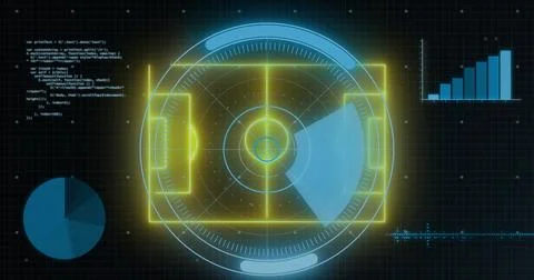 Image of interference over graph on blue background Stock Illustration