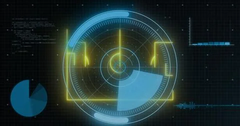 Image of interference over graph on blue background Stock Illustration