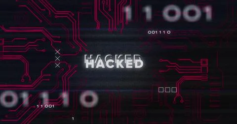 Image of interference over hacked text, data processing and computer circuit 스톡 일러스트