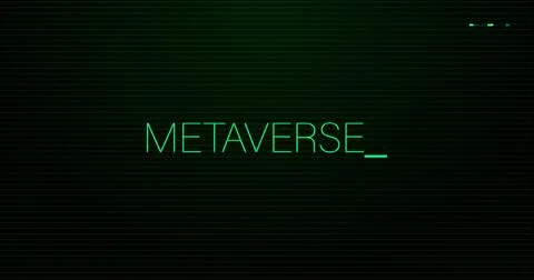 Image of interference over metaverse text on black background Stock Illustration