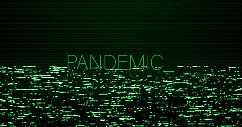 Image of interference over pandemic text on black background Stock Illustration