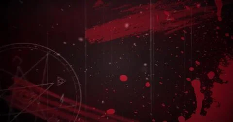 Image of interference over red shapes on black background Stock Photos