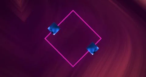 Image of interference over shapes moving on black background Stock Photos