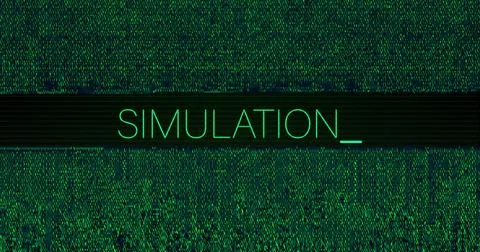 Image of interference over simulation text on black background Stock Illustration