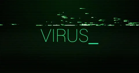 Image of interference over virus text on black background Stock Illustration