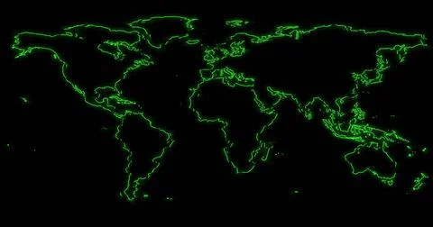 Image of interference over world map on black background Stock Illustration