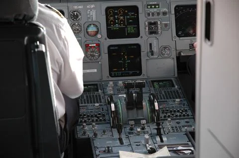 Image of the interior of the cabin of a passenger plane Stock Photos