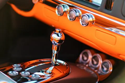 The image of interior inside of premium class car Stock Photos