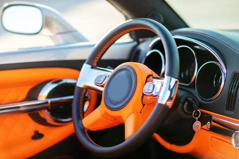 The image of interior inside of premium class car Stock Photos