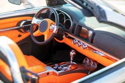 The image of interior inside of premium class car Stock Photos