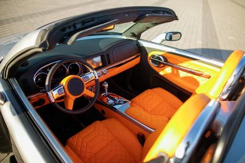 The image of interior inside of premium class car Stock Photos