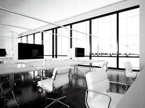 Image interior modern library.Workspace loft panoramic windows.Generic desi.. Foto stock